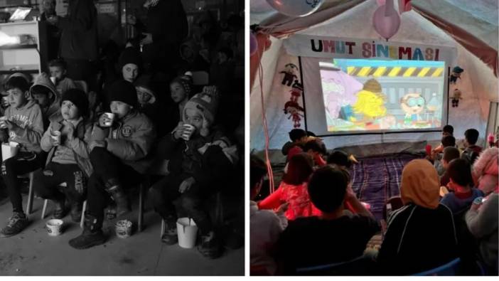 Çadır kentlerde depremzede çocuklara 'Umut Sineması'