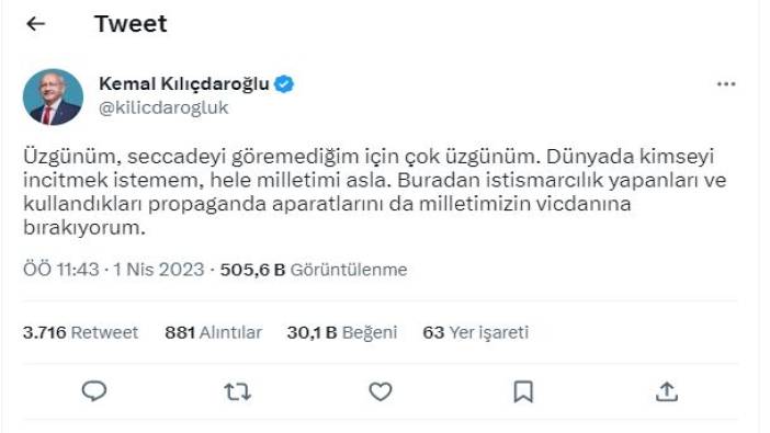 Kılıçdaroğlu seccade için özür diledi