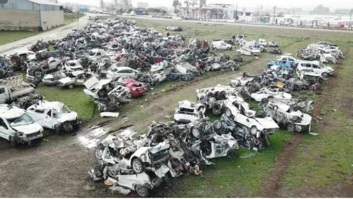 Hatay'da yediemin otoparkı, araç mezarlığına döndü
