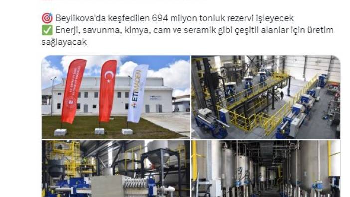 Cumhurbaşkanlığı'ndan Nadir Toprak Elementi Tesisi paylaşımı