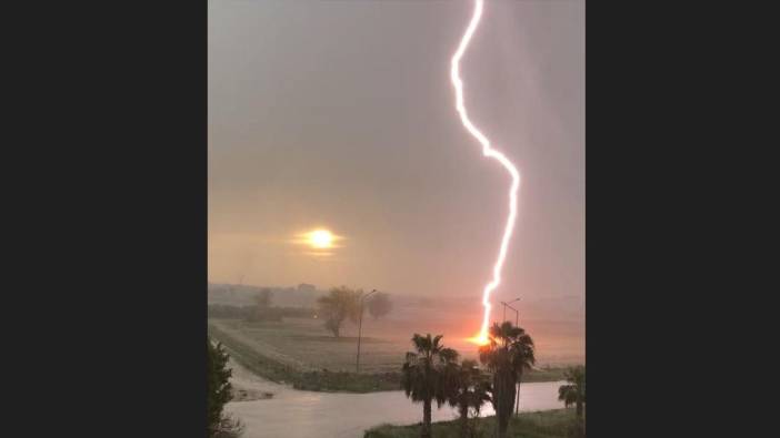 Yıldırımın düşme anını cep telefonuyla kaydetti