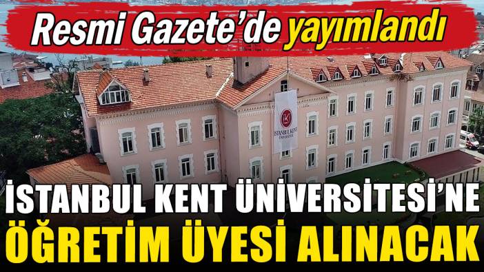 İstanbul Kent Üniversitesi'ne öğretim üyesi alınacak