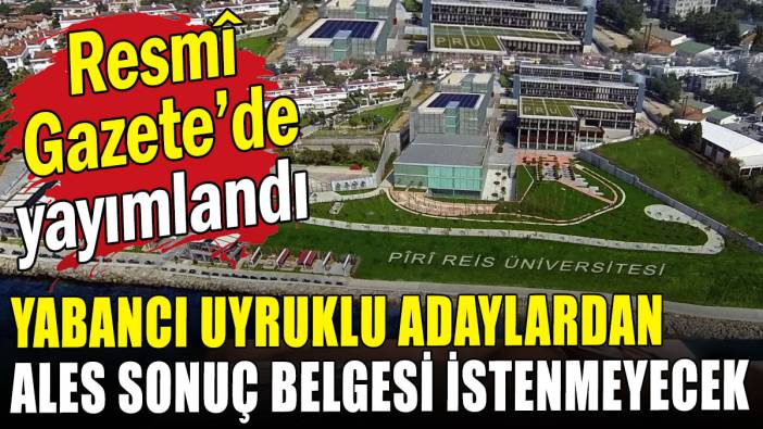 Yabancı uyruklu adaydan ales sonuç belgesi istenmeyecek: Resmî Gazete'de yayımlandı