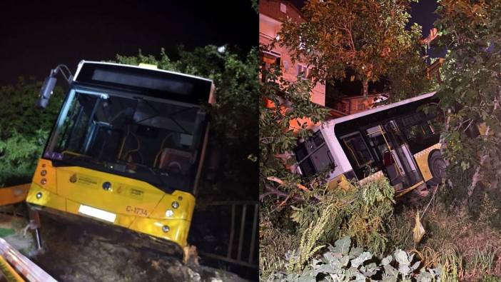 Beykoz'da freni boşalan otobüs bir evin bahçesine düştü