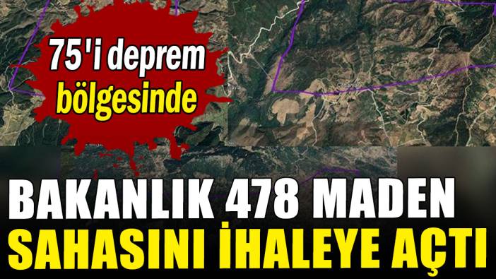 Bakanlık 75'i deprem bölgesinde olmak üzere, 478 maden sahasını ihaleye açtı