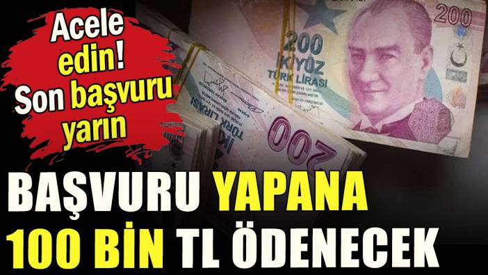 Başvuru yapana 100 bin TL ödenecek