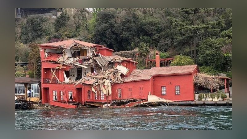 Gemi çarpan yalıda hasar tespit çalışmaları