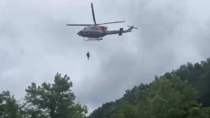 Şile'de mahsur kalan iki kişi helikopterle kurtarıldı
