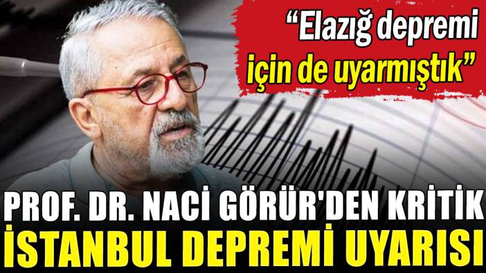 Prof. Dr. Naci Görür'den kritik İstanbul depremi açıklaması