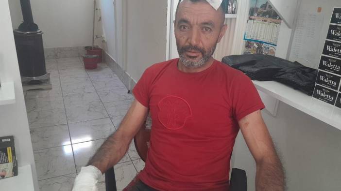 Dükkanın önünü yıkarken, başına beton düştü