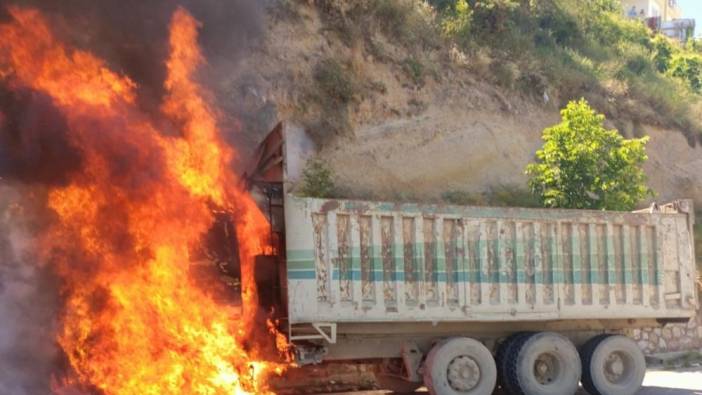 Kastamonu'da seyir halindeki tır alev alev yandı