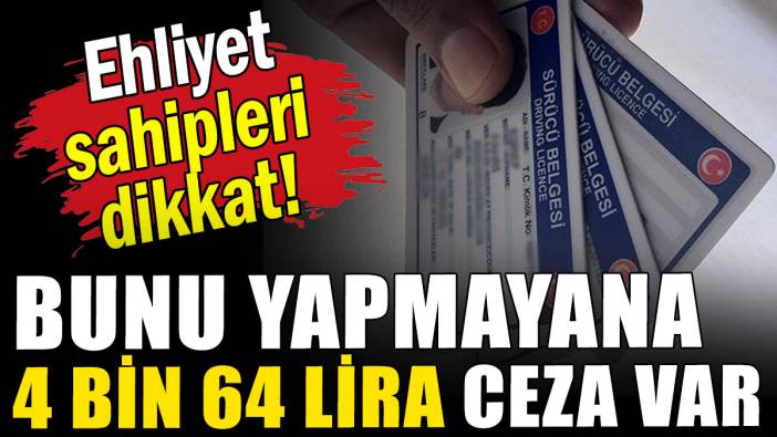 Ehliyet  sahipleri  dikkat: Bunu yapmayana 4 bin 64 lira ceza var