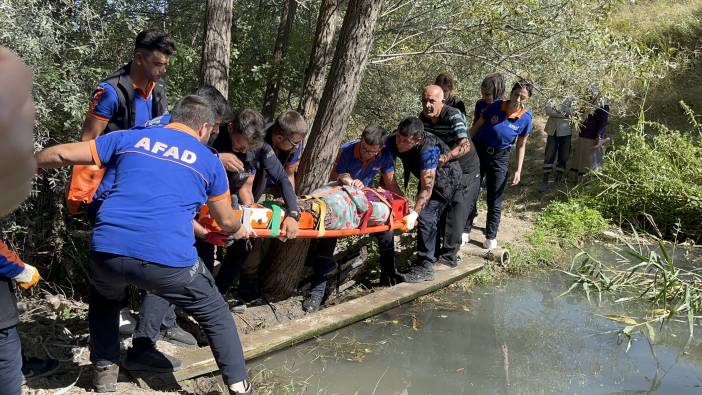 Dereden geçerken düşüp bacağı kırıldı