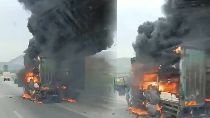 Kamyonet alev alev yandı