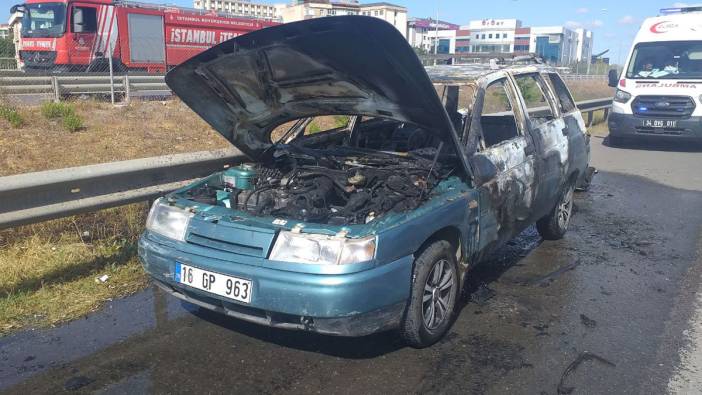 TEM Otoyolu'nda hareketli dakikalar: Otomobil alev alev yandı