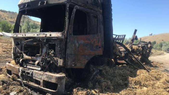 Ankara'da saman yüklü kamyon yandı