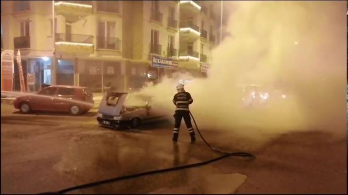 Kırıkkale'de panik anları: LPG'li otomobil alev alev yandı