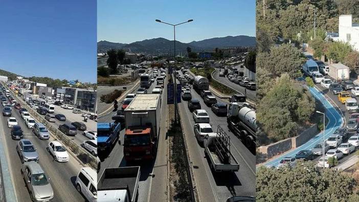 Bodrum'da su isale hattı patladı, trafik felç oldu