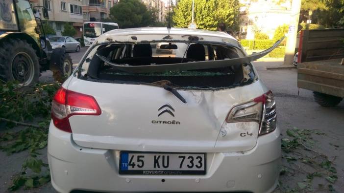 Seyir halindeki otomobillerin üzerine ağaç devrildi