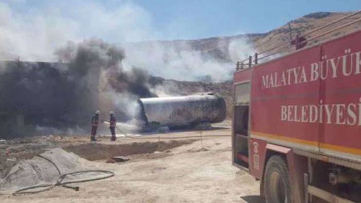 Malatya'da asfalt şantiyesinde yangın çıktı