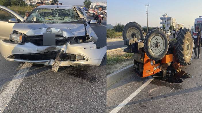 Antalya’da otomobil traktöre çarptı