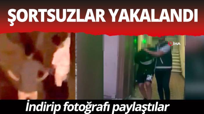 Şortlarını indirerek fotoğraf çekilen 2 kişi şortlarıyla birlikte yakalandı