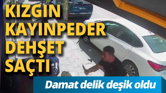 Kızgın kayınpeder damadını delik deşik etti ! O anlar kamerada
