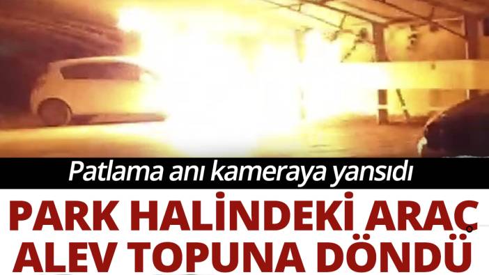 Park halindeki araç alev topuna döndü: Patlama anı kameraya yansıdı