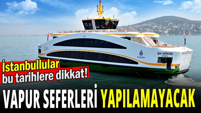 İstanbullular bu tarihlere dikkat: Vapur seferleri yapılamayacak