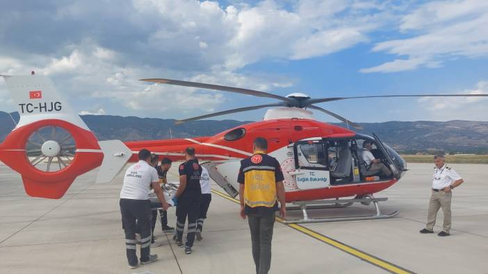 Trafik kazasında yaralandı ambulans helikopterle nakil edildi