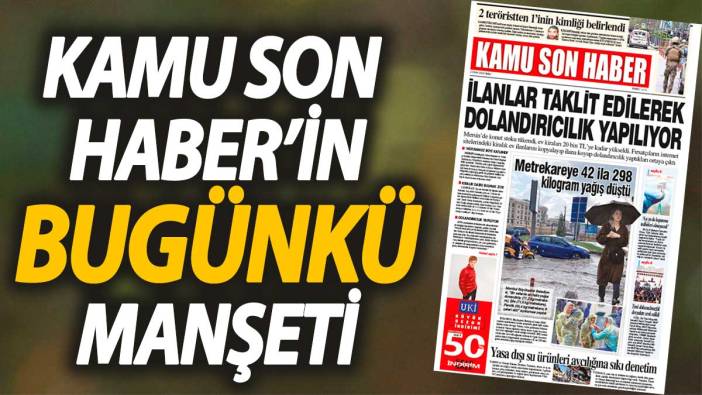 Kamu Son Haber'in birinci sayfası