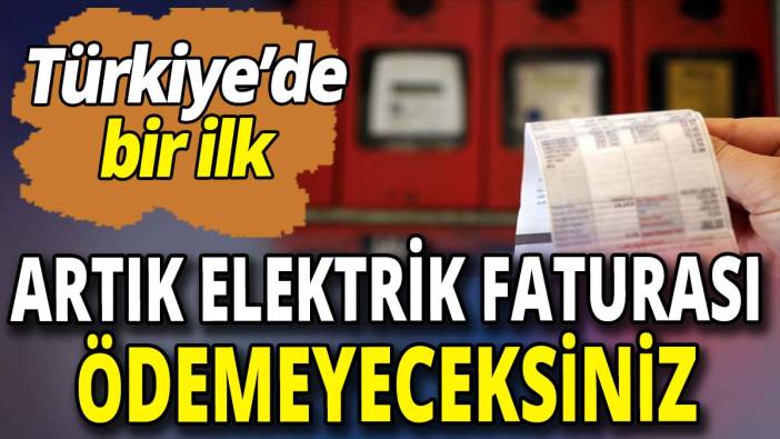 Artık elektrik faturası ödemeyeceksiniz! Türkiye'de bir ilk