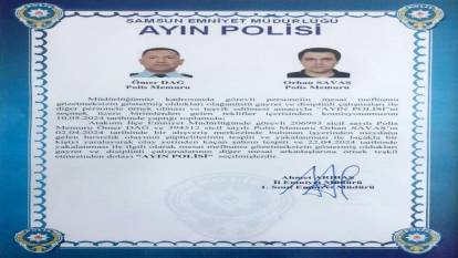 Samsun'da iki polis memuru 'ayın polisi' seçildi