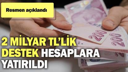 2 milyar TL’lik destek hesaplara yatırıldı. Resmen açıklandı