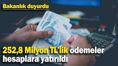 252,8 Milyon TL’lik ödemeler hesaplara yatırıldı: Bakanlık duyurdu