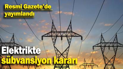 Elektrikte  sübvansiyon kararı: Resmi Gazete’de  yayımlandı