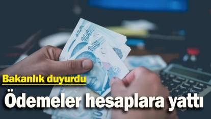 Bakanlık duyurdu:  Ödemeler hesaplara yattı