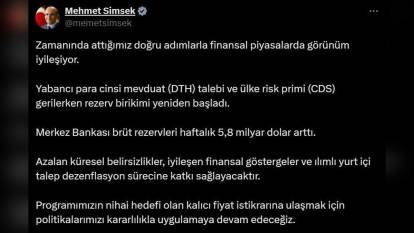 Bakan Şimşek: Zamanında attığımız adımlarla finansal piyasalarda görünüm iyileşiyor